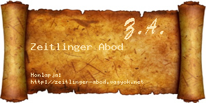 Zeitlinger Abod névjegykártya